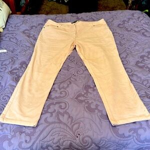 Light pink soft velvet denim jeans.